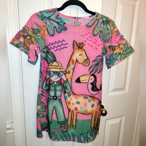 Mon Sucre Boutique Dress Hot Pink Safari Print Dress